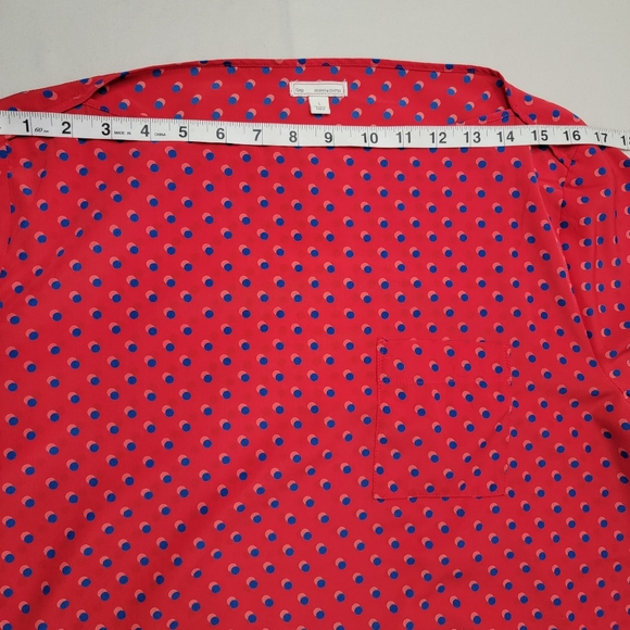 Gap Blouse Red Blue Polka Dot Lightweight Flowy Polyester Long Sleeve Boatneck L - Picture 9 of 13